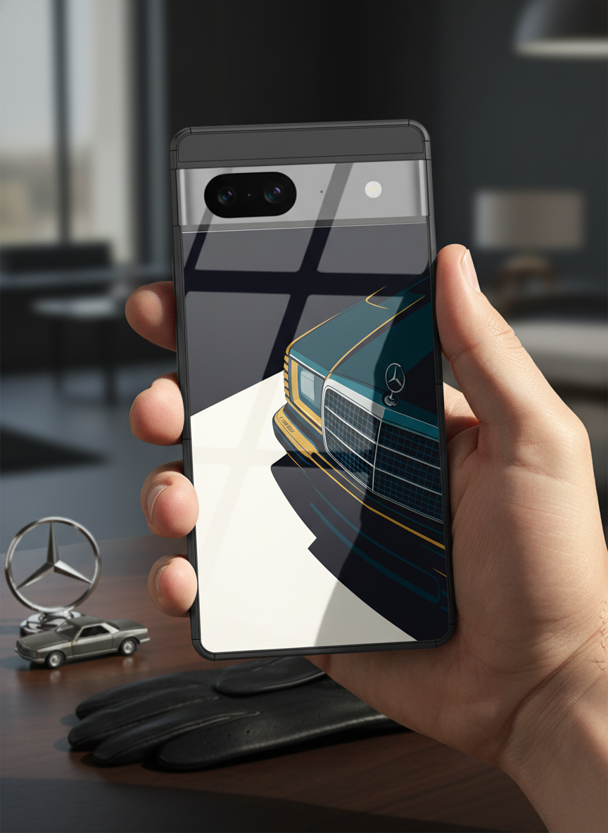 Minimal Car Sketch Premium Glass Back Cover For Google Pixel 7,8,9,10 Series The Case & Co India