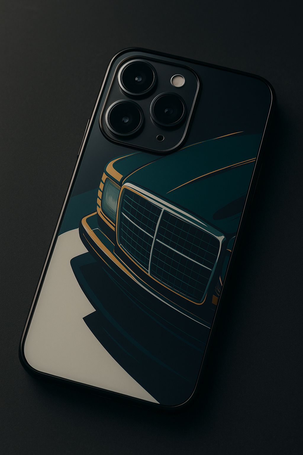 Minimal Car Sketch Premium Glass Back Cover For iPhone 14-17 Models The Case & Co India