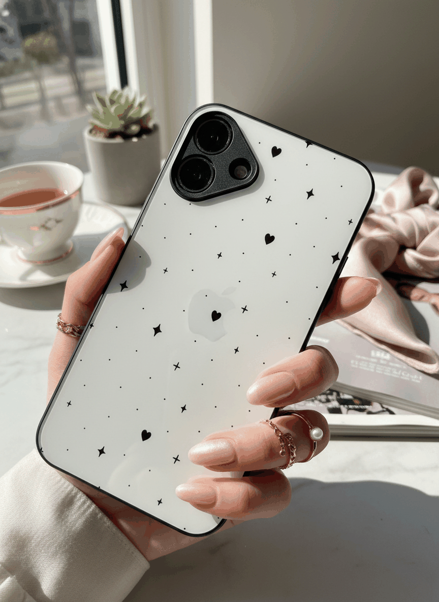 Minimal LOVE Premium Glass Back Cover For iPhone 14-17 Models The Case & Co India