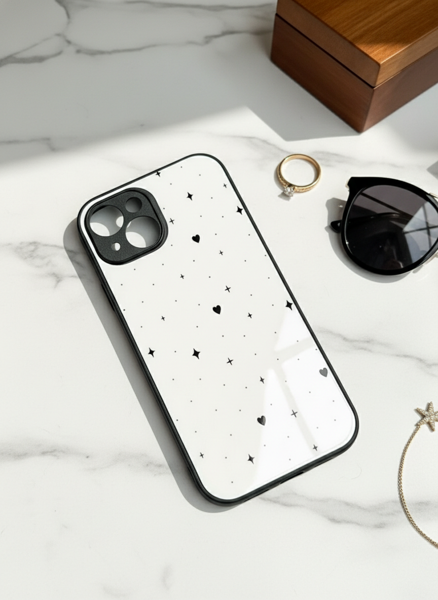 Minimal LOVE Premium Glass Back Cover For iPhone 14-17 Models The Case & Co India