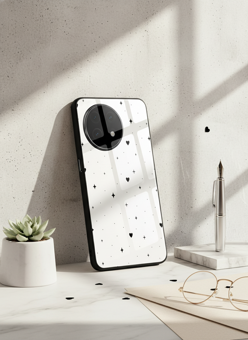 Minimal LOVE Premium Glass Back Cover For One Plus 13, 12, 11, 10 The Case & Co India