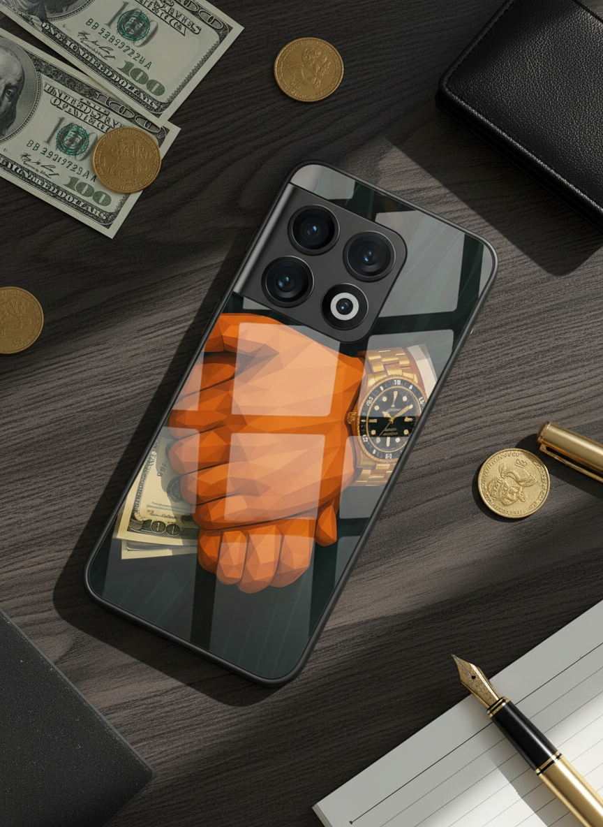 Money Matters Premium Glass Back Cover For One Plus 13, 12, 11, 10 The Case & Co India