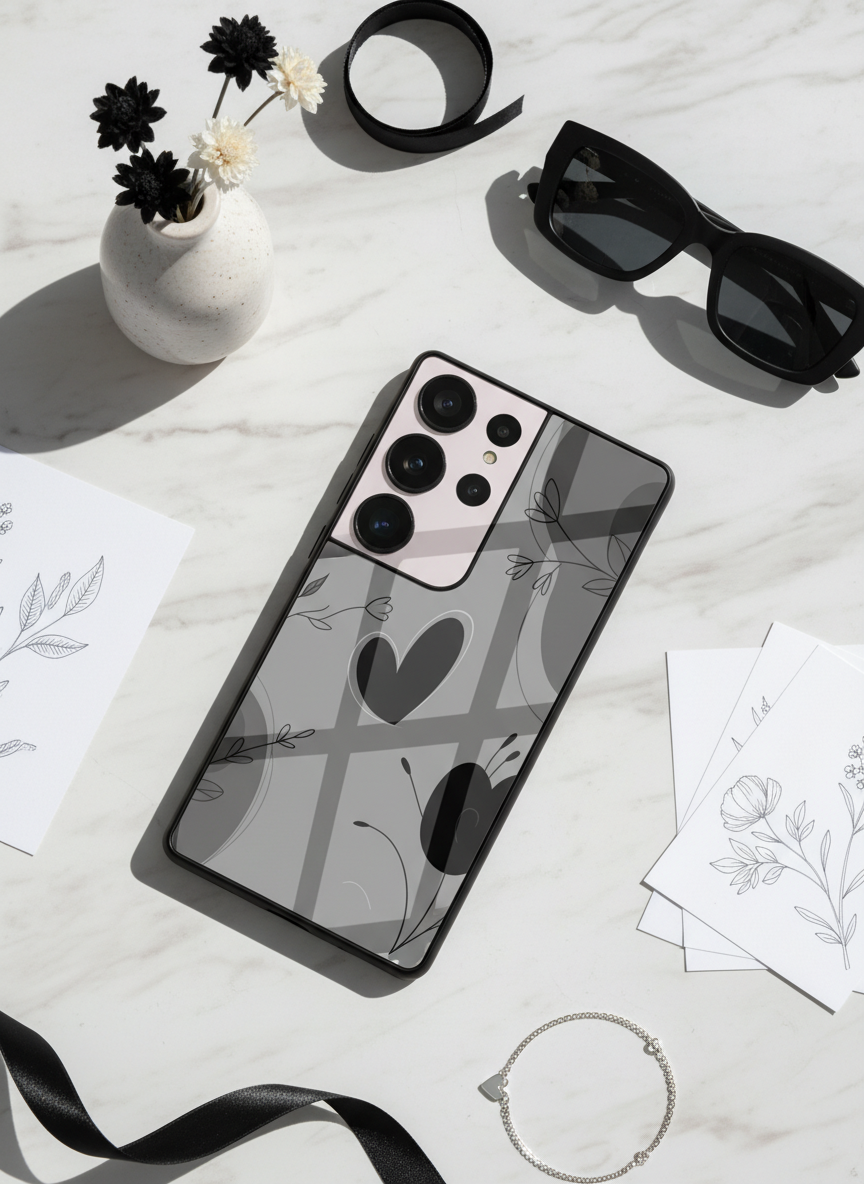 Muted Heart Premium Glass Back Cover For Galaxy S Series The Case & Co India