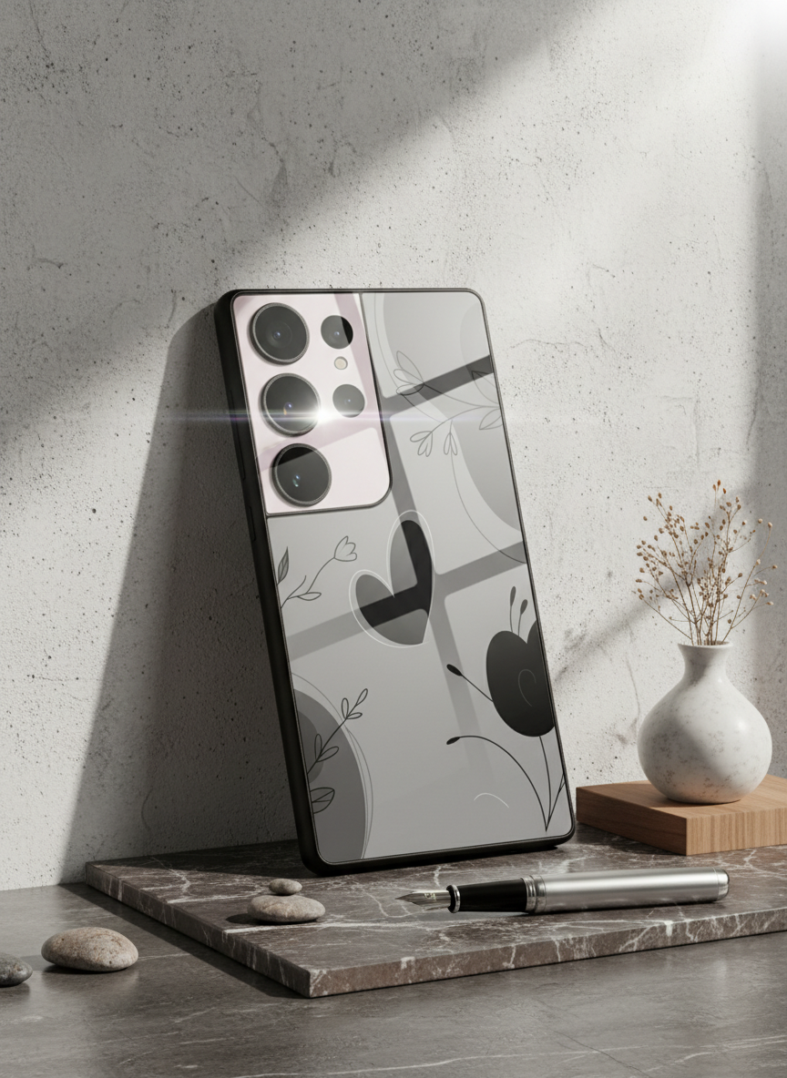 Muted Heart Premium Glass Back Cover For Galaxy S Series The Case & Co India