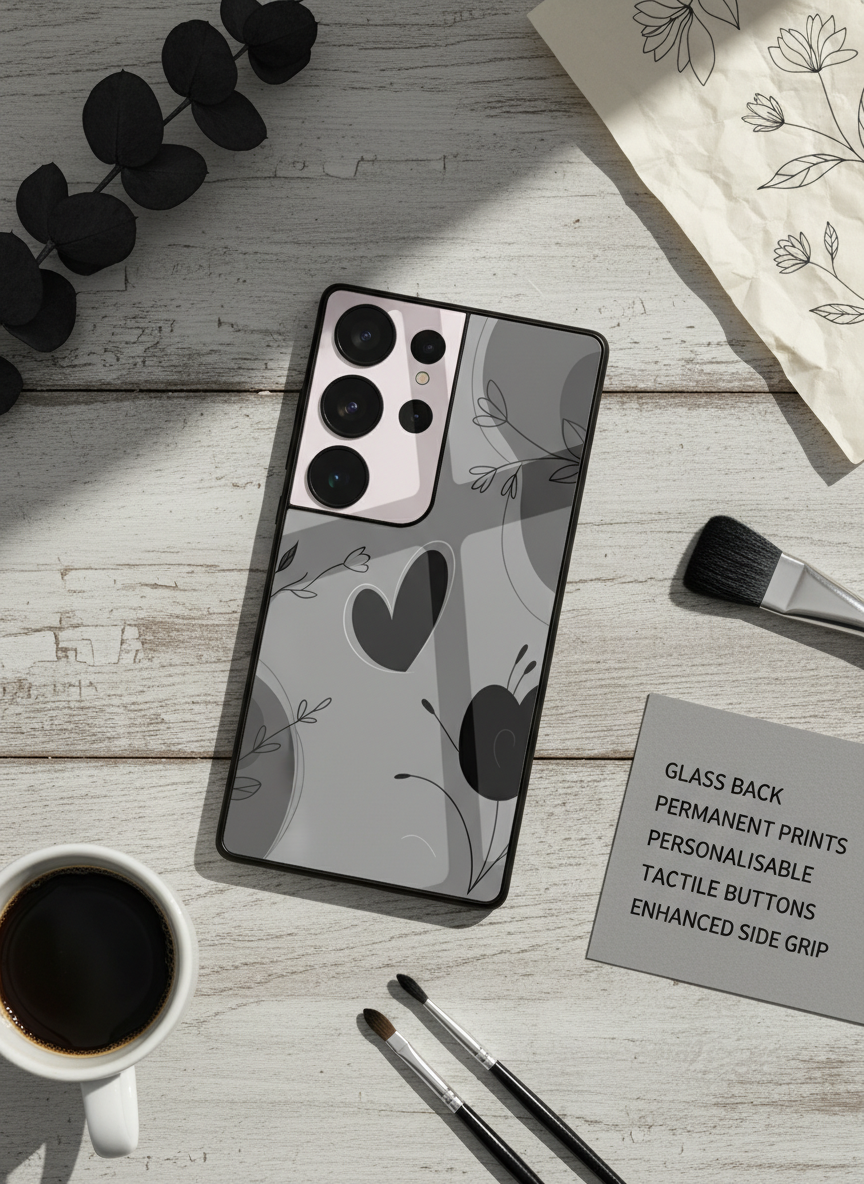 Muted Heart Premium Glass Back Cover For Galaxy S Series The Case & Co India