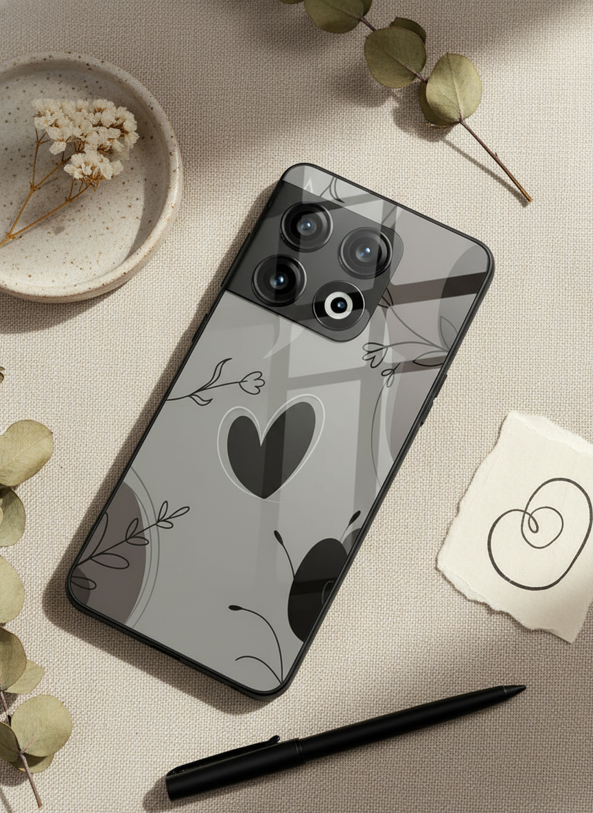 Muted Hearts Glass Back Cover For One Plus 13, 12, 11, 10 The Case & Co India