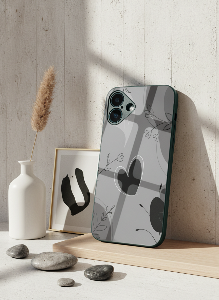 Muted Hearts Premium Glass Back Cover For iPhone 14-17 Models The Case & Co India