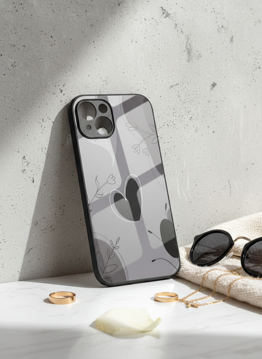 Muted Hearts Premium Glass Back Cover For iPhone 14-17 Models The Case & Co India
