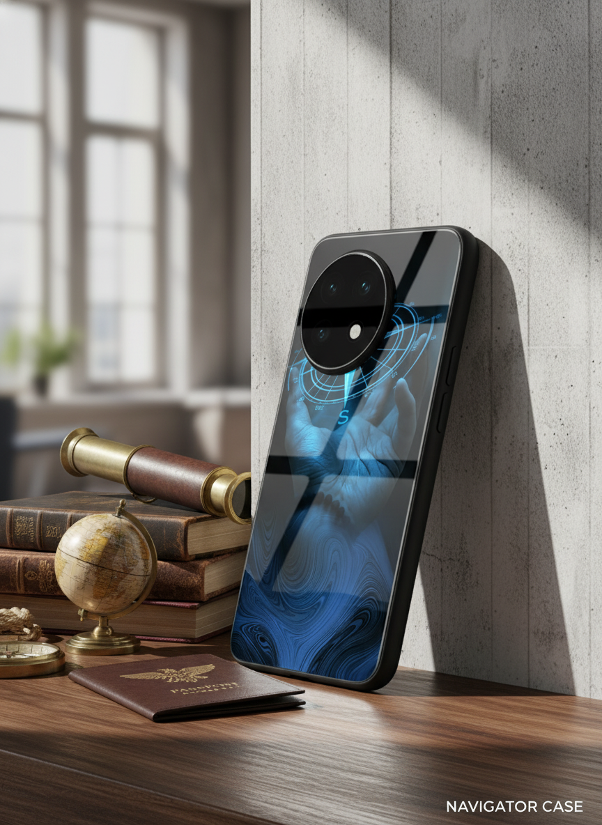 Neon Navigator Premium Glass Back Cover For One Plus 13, 12, 11, 10 The Case & Co India