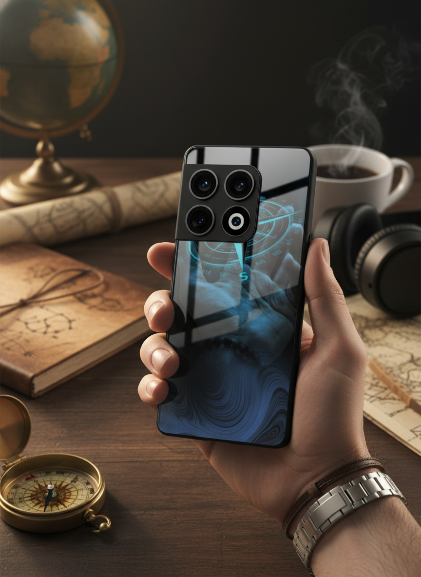 Neon Navigator Premium Glass Back Cover For One Plus 13, 12, 11, 10 The Case & Co India