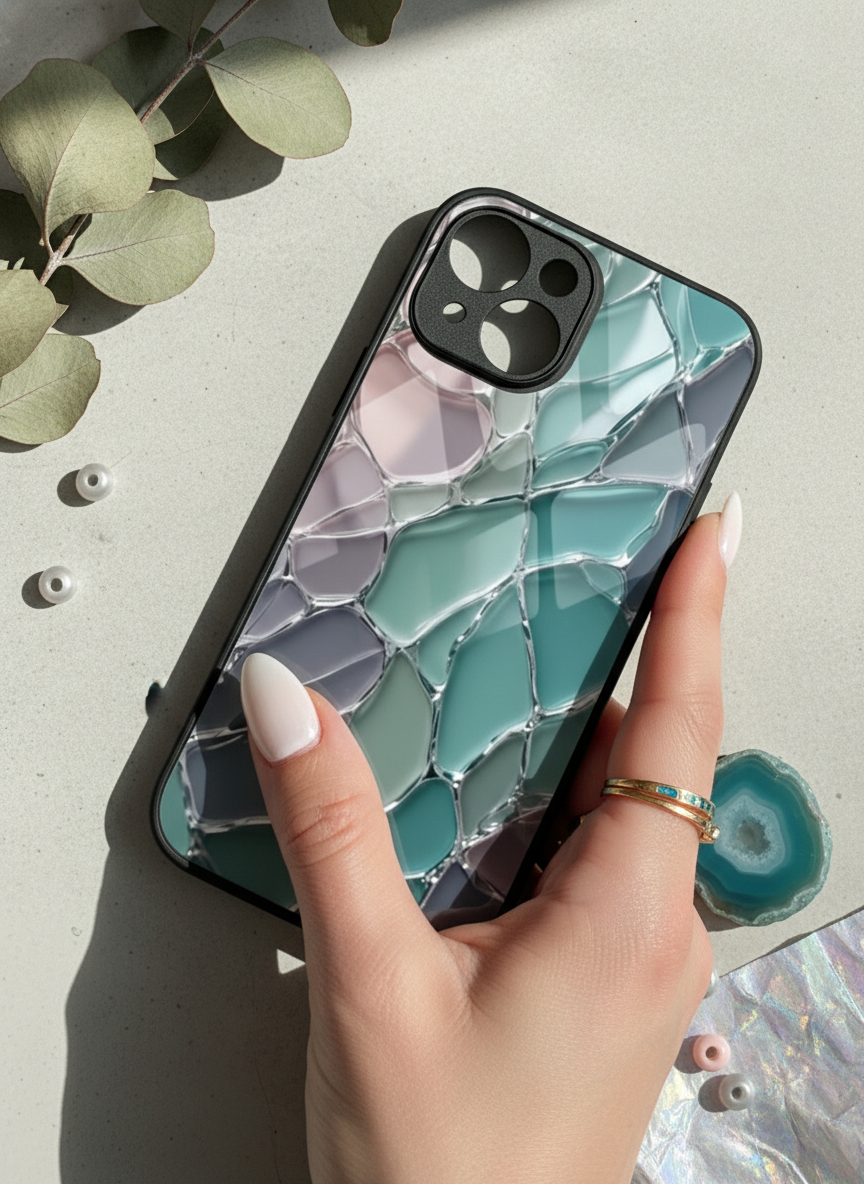 Ocean Glaze Premium Glass Back Cover For iPhone 14-17 Models The Case & Co India