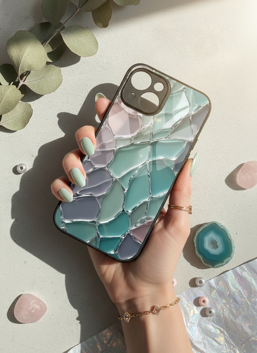 Ocean Glaze Premium Glass Back Cover For iPhone 14-17 Models The Case & Co India