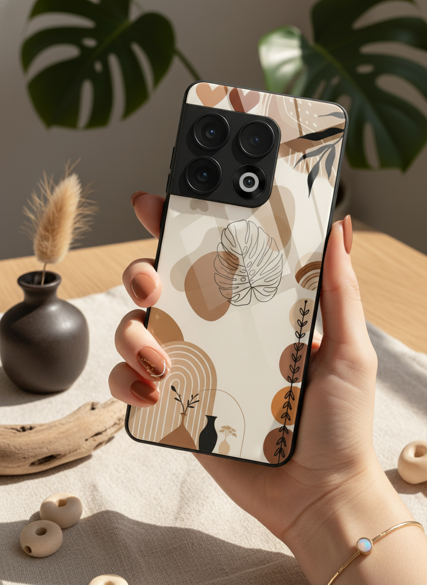 Organic Aura Glass Back Cover For One Plus 13, 12, 11, 10 The Case & Co India
