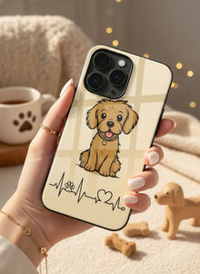 Pawfect Love Mono Frame Glass Back Cover For iPhone 14-17 Models