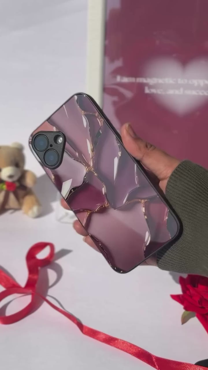 Amethyst Glaze Mono Frame Glass Back Cover For iPhone 14-17 Models
