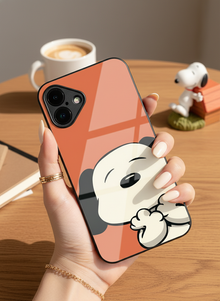 Puppy Love Mono Frame Glass Back Cover For iPhone 14-17 Models