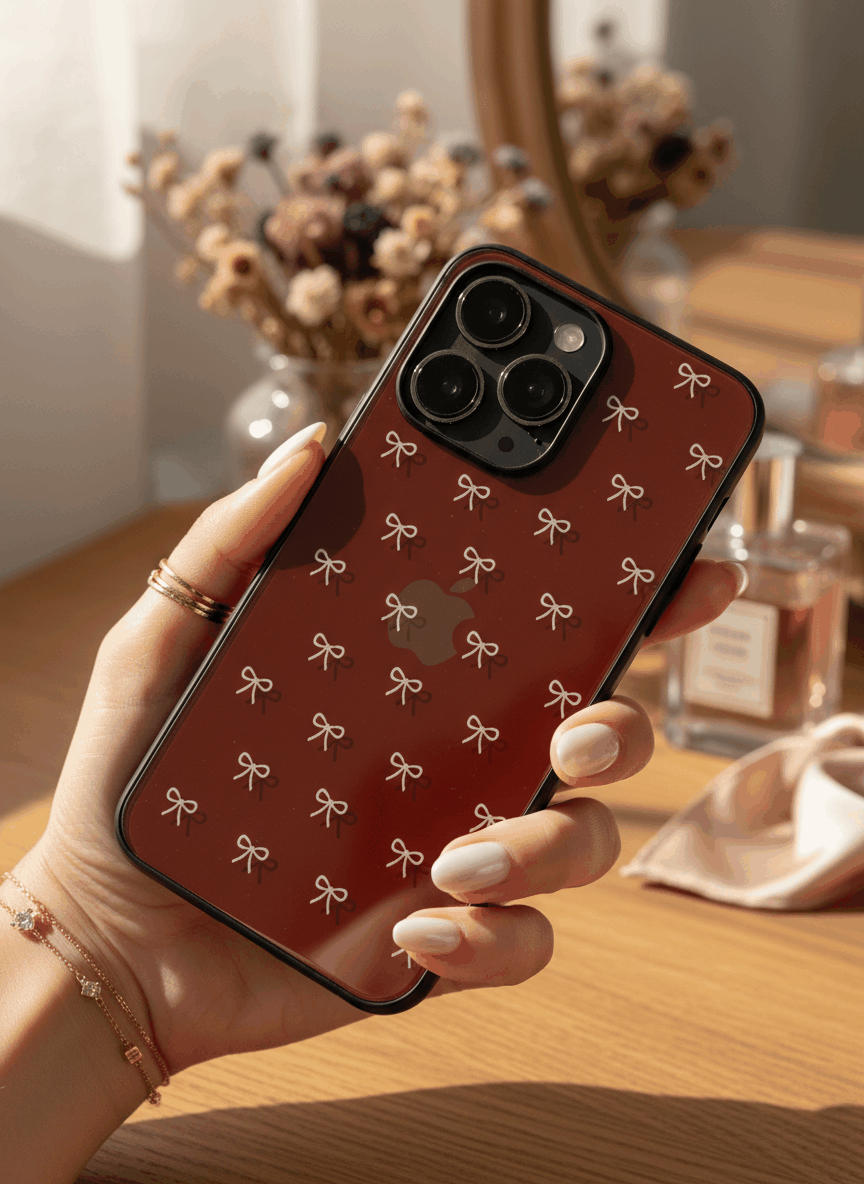 Red Bow Beaut Glass Back Cover For iPhone 11-17 The Case & Co