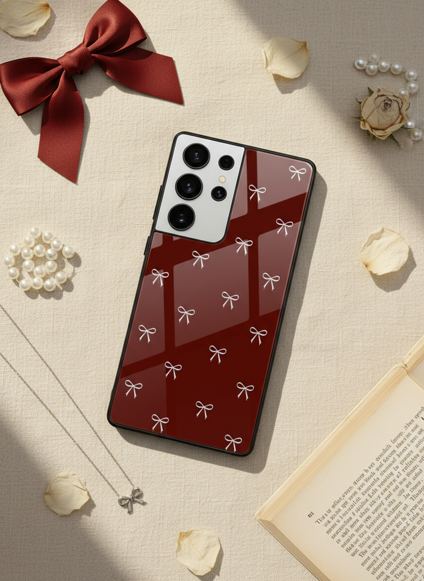 Red Bow Beaut Premium Glass Back Cover For Galaxy S Series The Case & Co India