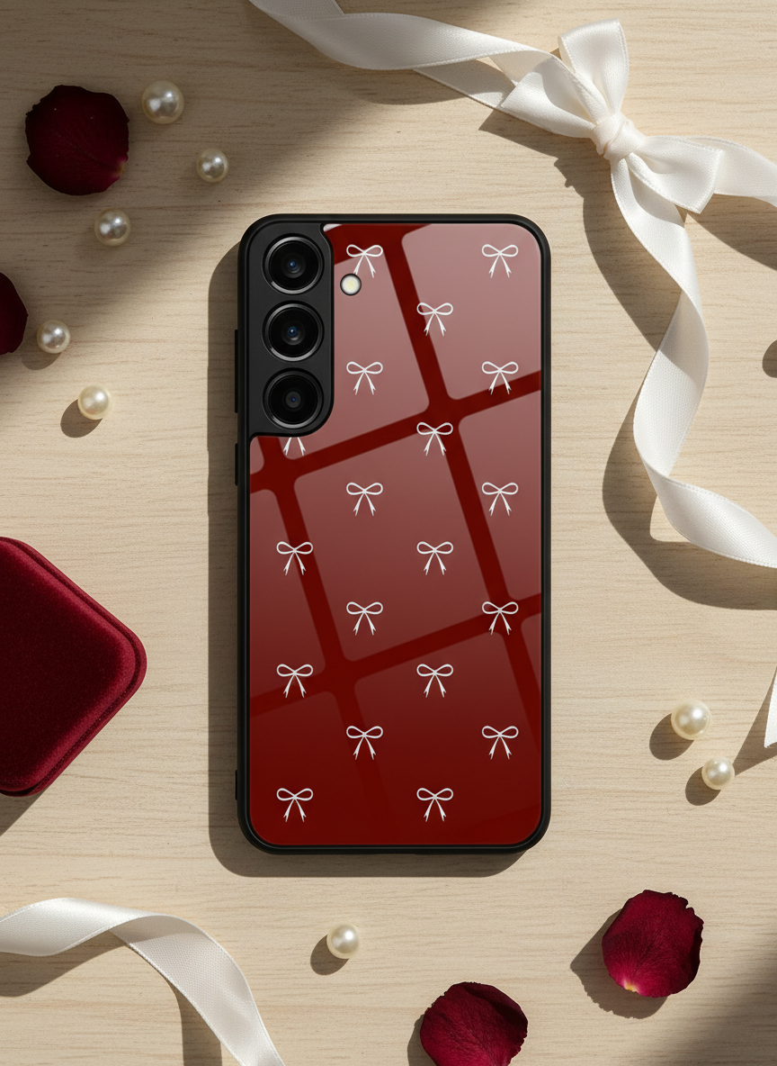 Red Bow Beaut Premium Glass Back Cover For Galaxy S Series The Case & Co India