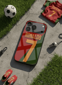 Ronaldo Royale Mono Frame Glass Back Cover For iPhone 14-17 Models