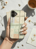 Sage Grid Pattern Premium Glass Back Cover For iPhone 14-17 Models The Case & Co India