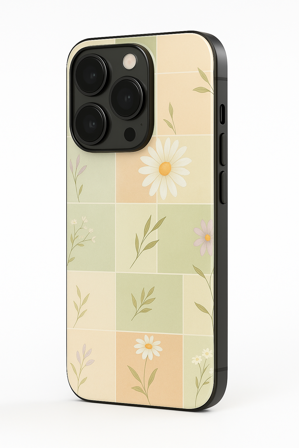 Sage Grid Pattern Premium Glass Back Cover For iPhone 14-17 Models The Case & Co India