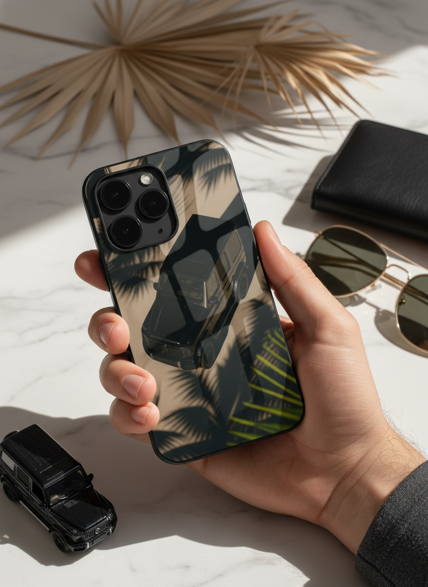 Shadow Drive Premium Glass Back Cover For iPhone 14-17 Models The Case & Co India
