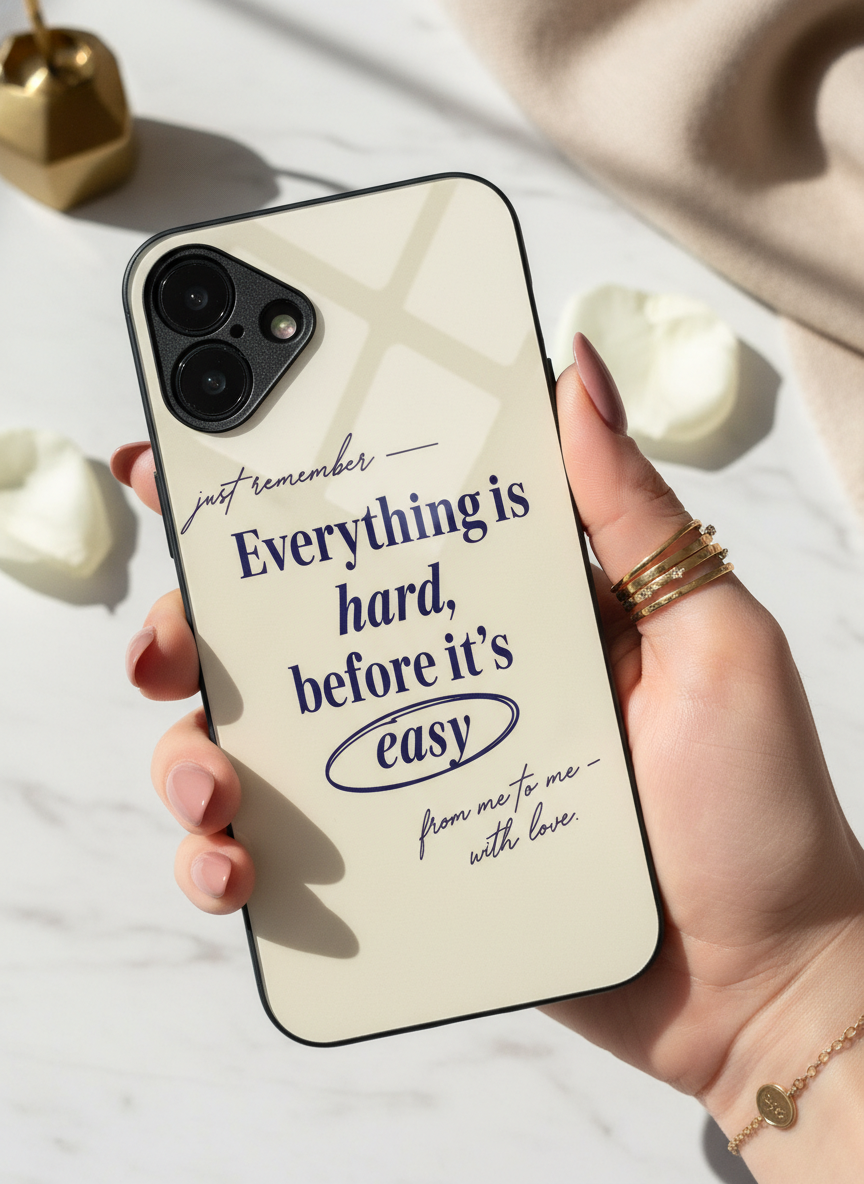 Soft Reminder Premium Glass Back Cover For iPhone 14-17 Models The Case & Co India
