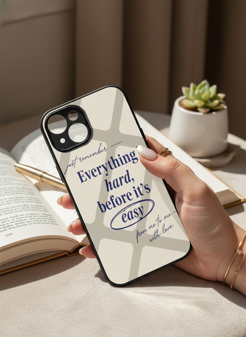 Soft Reminder Premium Glass Back Cover For iPhone 14-17 Models The Case & Co India