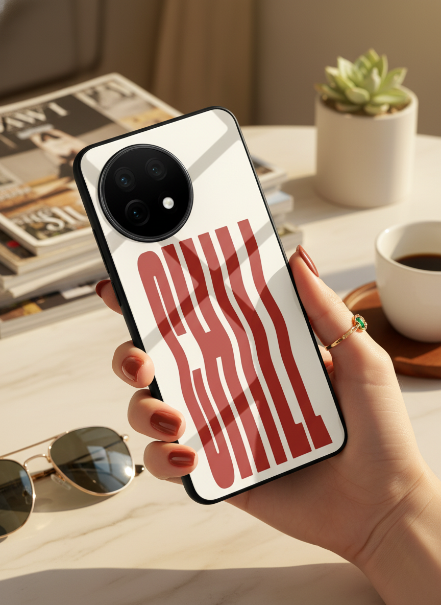 Stay Chill Glass Back Cover For One Plus 13, 12, 11, 10 The Case & Co India