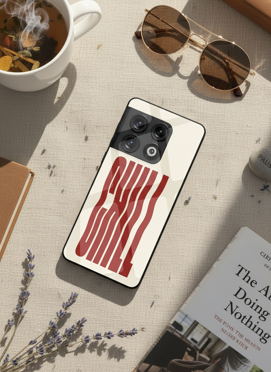 Stay Chill Glass Back Cover For One Plus 13, 12, 11, 10 The Case & Co India