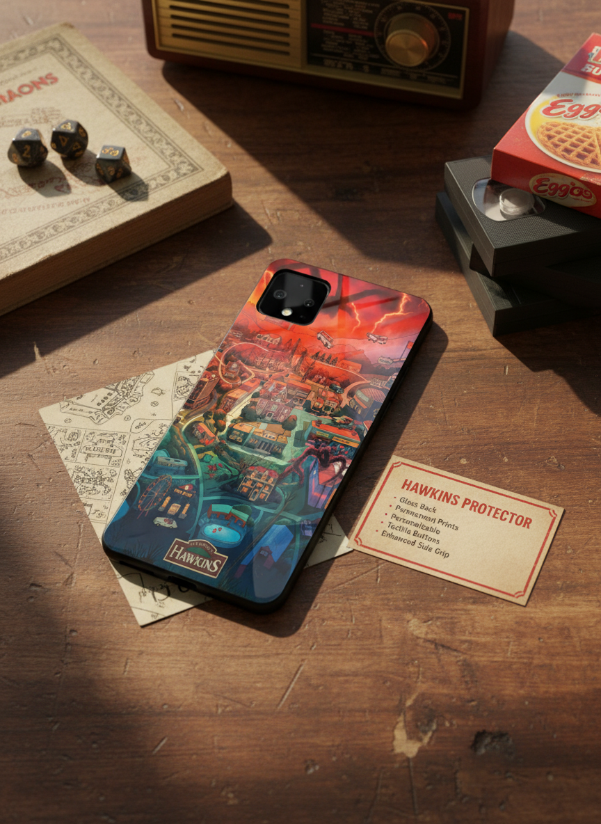 STRANGER THINGS- Hawkins Cinematic Map Premium Glass Back Cover For Google Pixel 7,8,9,10 Series The Case & Co India