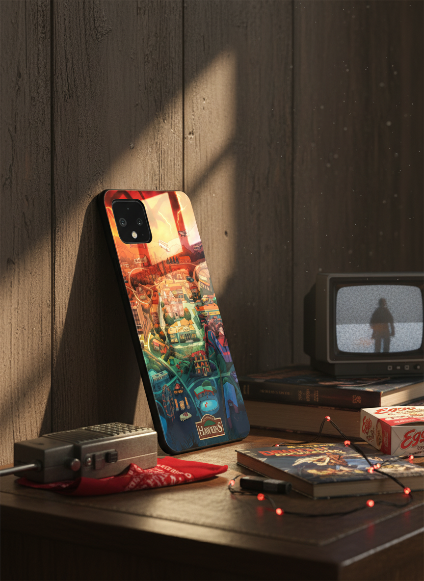 STRANGER THINGS- Hawkins Cinematic Map Premium Glass Back Cover For Google Pixel 7,8,9,10 Series The Case & Co India
