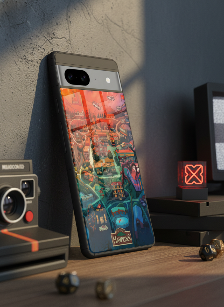 STRANGER THINGS- Hawkins Cinematic Map Premium Glass Back Cover For Google Pixel 7,8,9,10 Series The Case & Co India
