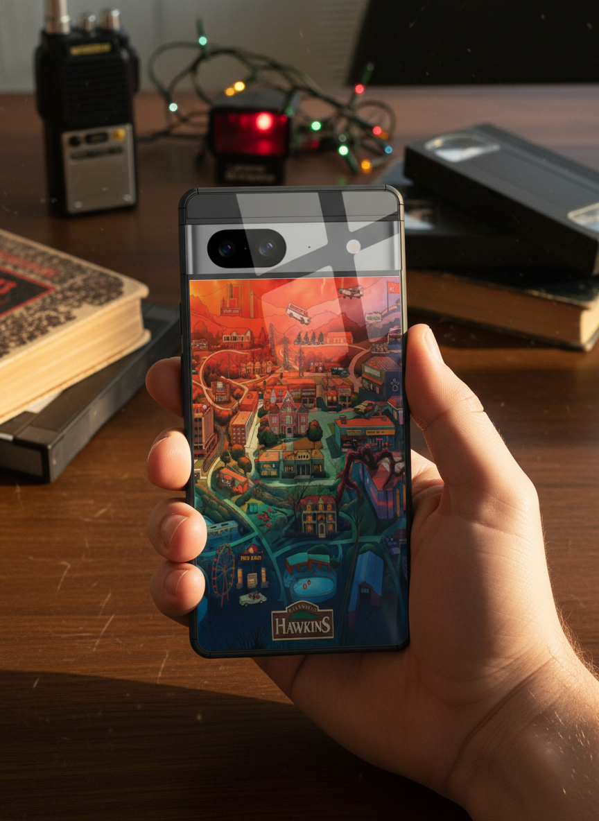 STRANGER THINGS- Hawkins Cinematic Map Premium Glass Back Cover For Google Pixel 7,8,9,10 Series The Case & Co India