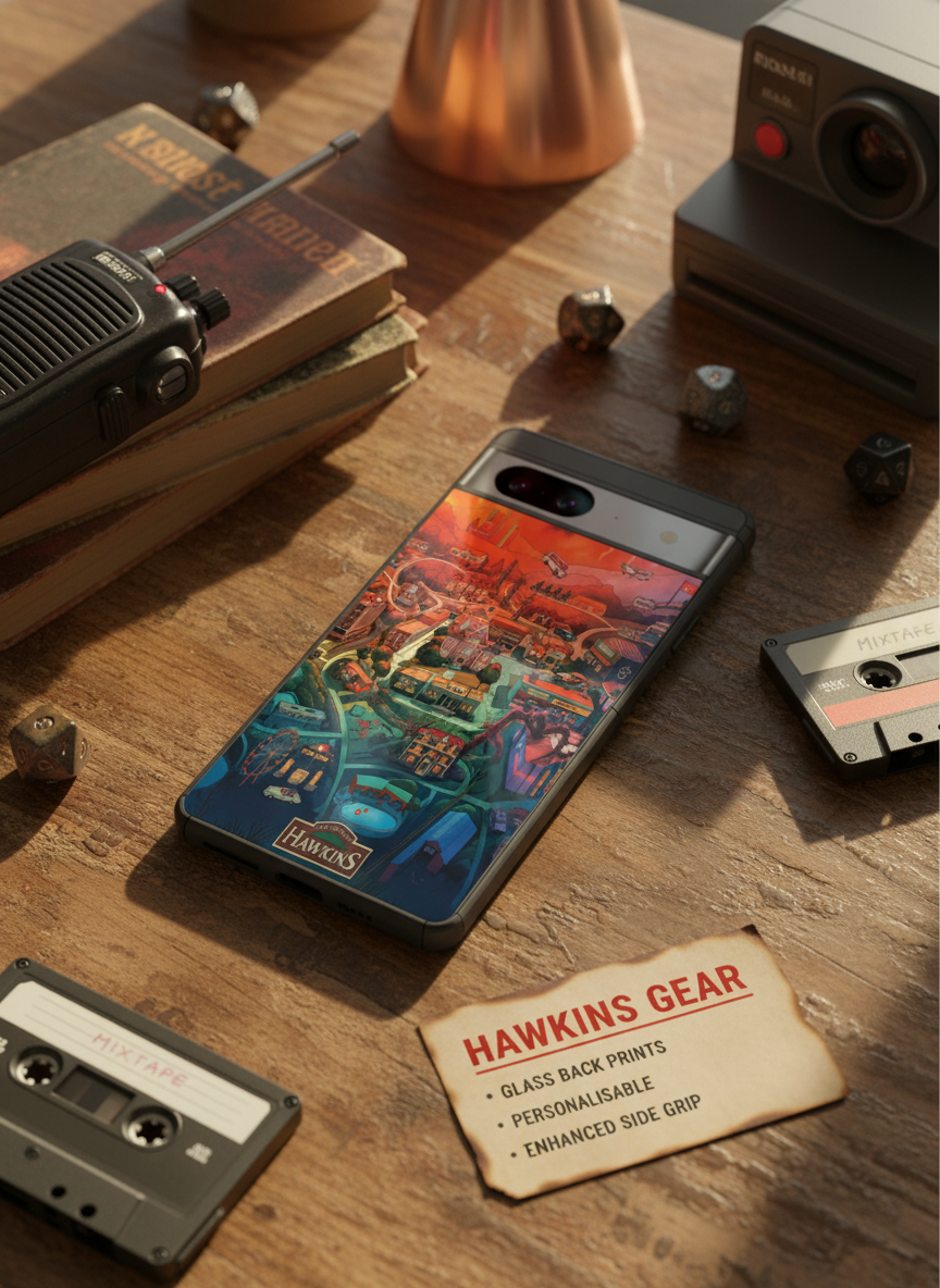 STRANGER THINGS- Hawkins Cinematic Map Premium Glass Back Cover For Google Pixel 7,8,9,10 Series The Case & Co India
