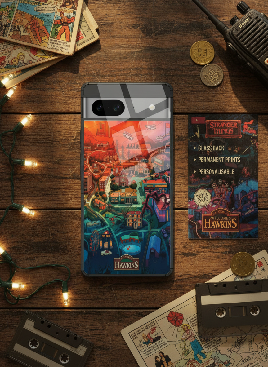 STRANGER THINGS- Hawkins Cinematic Map Premium Glass Back Cover For Google Pixel 7,8,9,10 Series The Case & Co India
