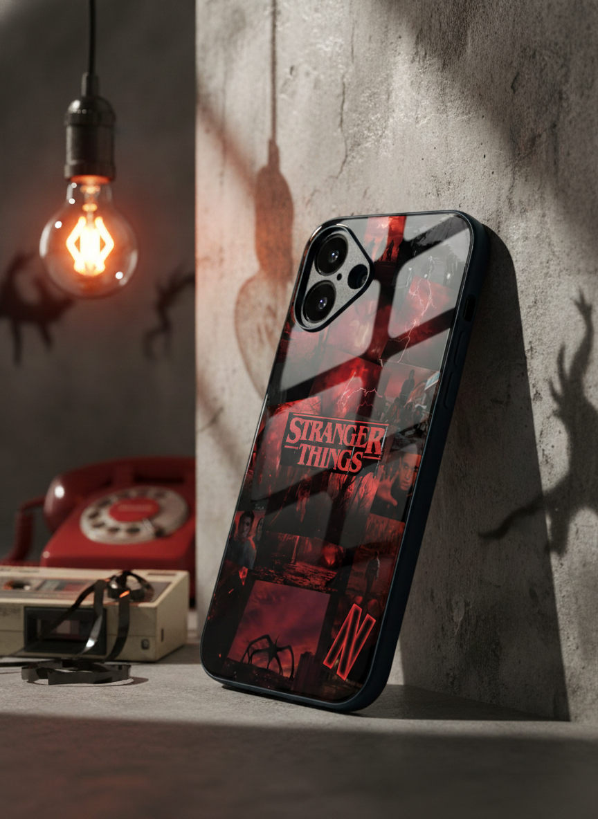 STRANGER THINGS- Red Realm Edit Premium Glass Back Cover For iPhone 14-17 Models The Case & Co India