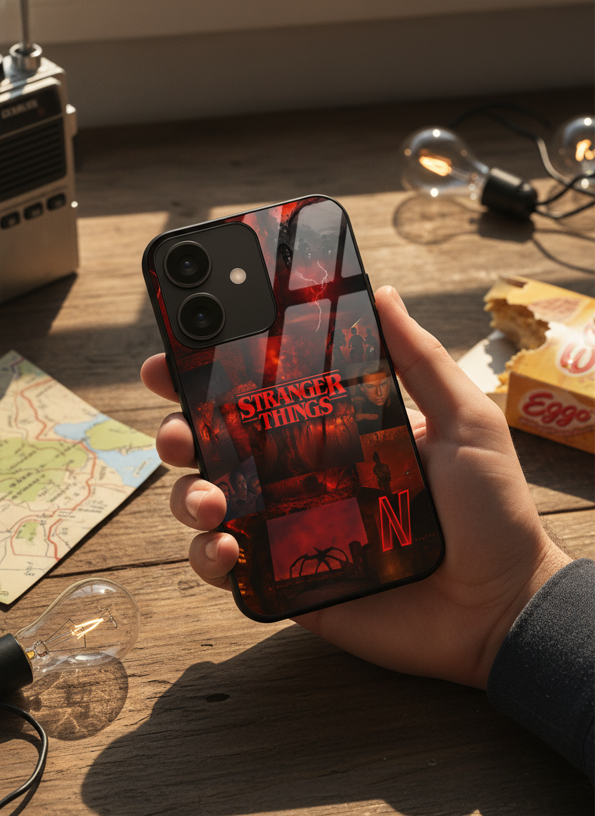 STRANGER THINGS- Red Realm Edit Premium Glass Back Cover For iPhone 14-17 Models The Case & Co India