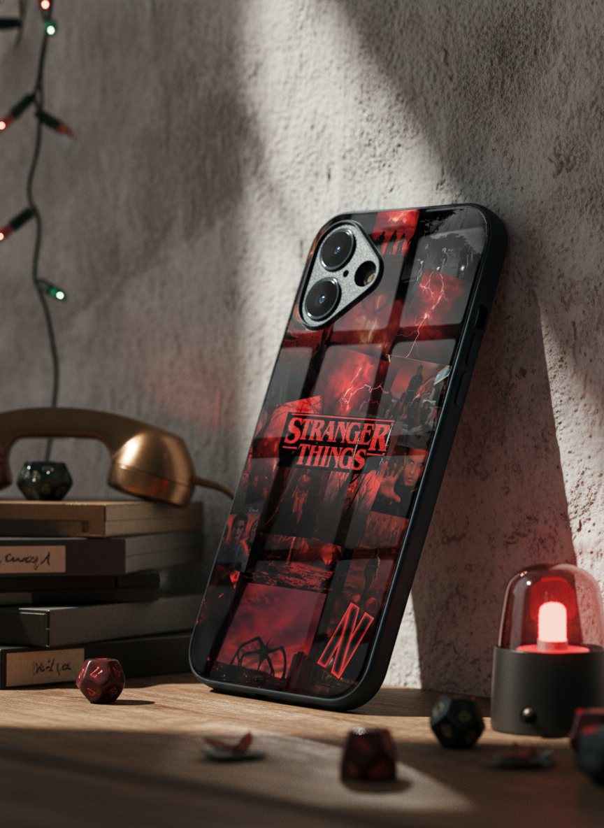 STRANGER THINGS- Red Realm Edit Premium Glass Back Cover For iPhone 14-17 Models The Case & Co India