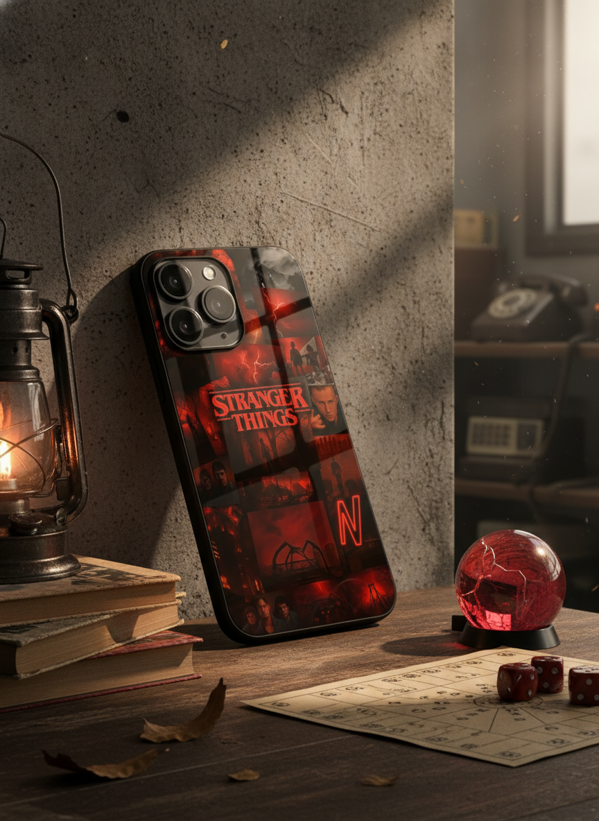 STRANGER THINGS- Red Realm Edit Premium Glass Back Cover For iPhone 14-17 Models The Case & Co India
