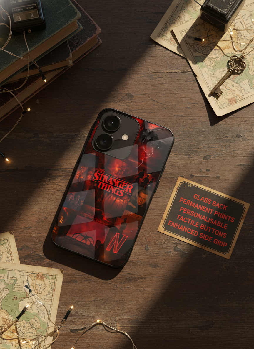 STRANGER THINGS- Red Realm Edit Premium Glass Back Cover For iPhone 14-17 Models The Case & Co India