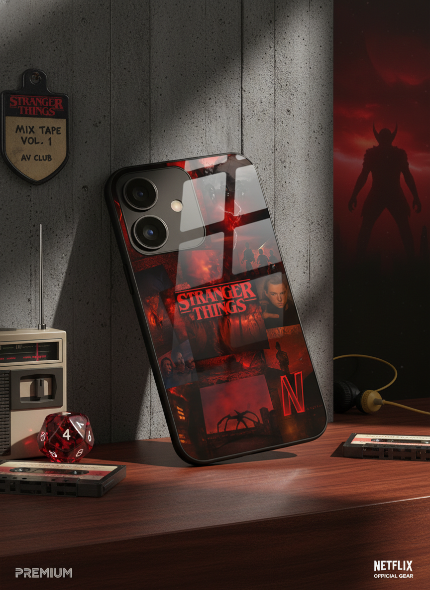STRANGER THINGS- Red Realm Edit Premium Glass Back Cover For iPhone 14-17 Models The Case & Co India