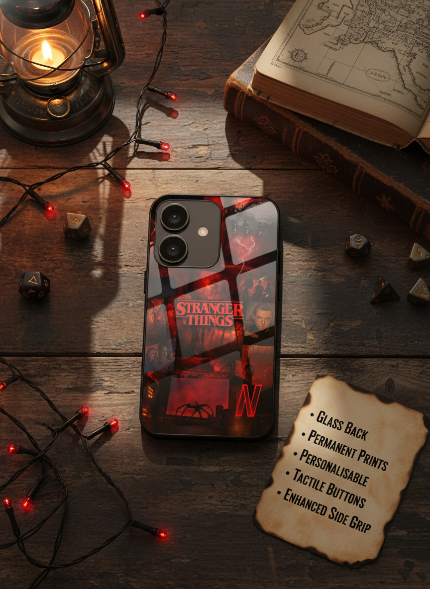 STRANGER THINGS- Red Realm Edit Premium Glass Back Cover For iPhone 14-17 Models The Case & Co India