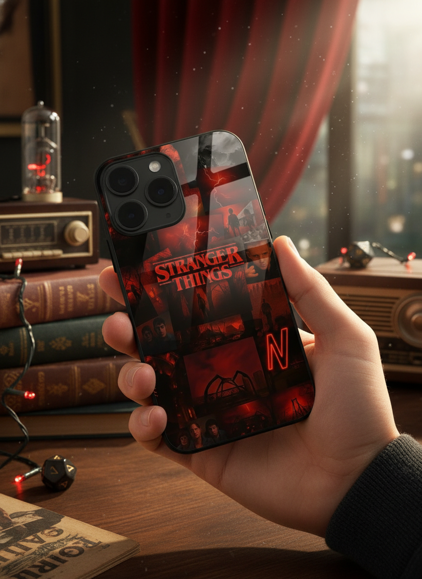 STRANGER THINGS- Red Realm Edit Premium Glass Back Cover For iPhone 14-17 Models The Case & Co India
