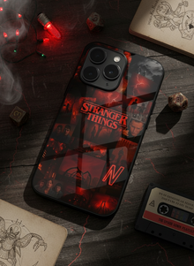 STRANGER THINGS- Red Realm Edit Mono Frame Glass Back Cover For iPhone 14-17 Models