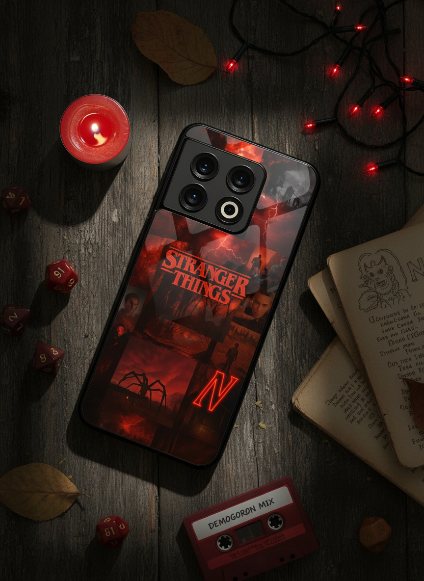 STRANGER THINGS- Red Realm Edit Premium Glass Back Cover For One Plus 13, 12, 11, 10 The Case & Co India