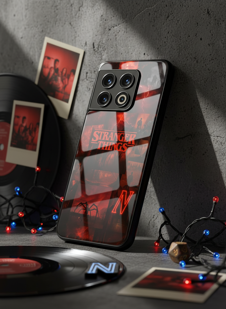 STRANGER THINGS- Red Realm Edit Premium Glass Back Cover For One Plus 13, 12, 11, 10 The Case & Co India