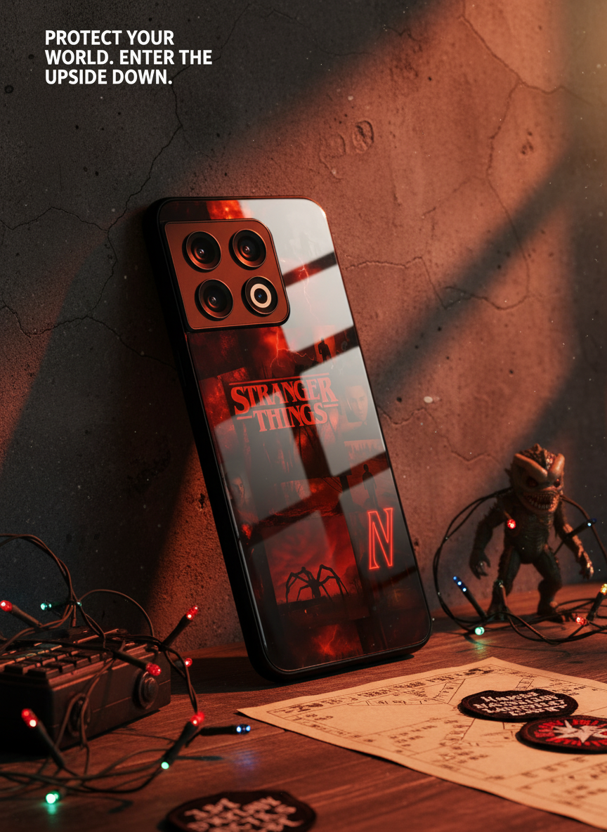 STRANGER THINGS- Red Realm Edit Premium Glass Back Cover For One Plus 13, 12, 11, 10 The Case & Co India