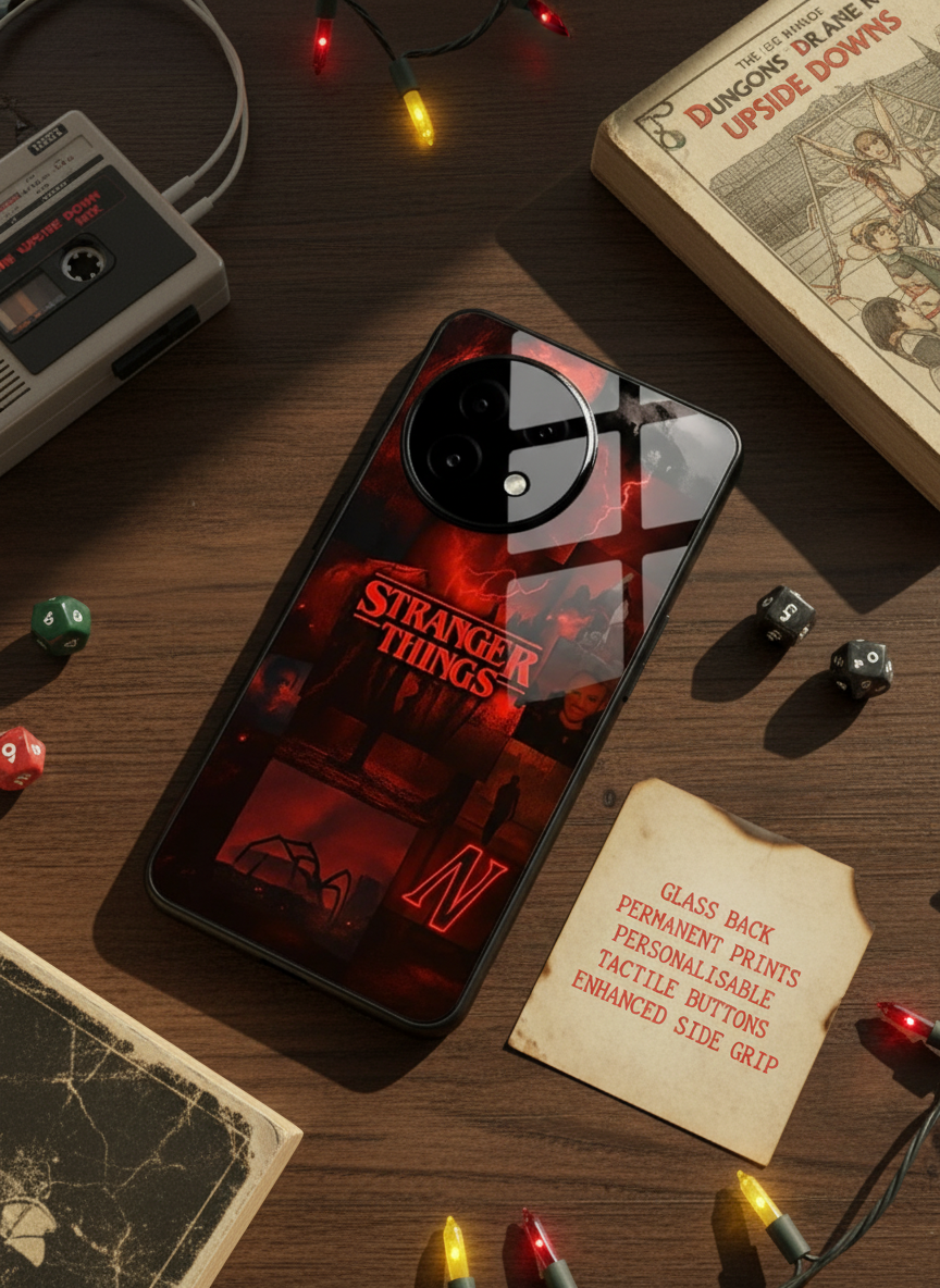 STRANGER THINGS- Red Realm Edit Premium Glass Back Cover For One Plus 13, 12, 11, 10 The Case & Co India